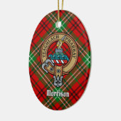Clan Morrison Crest over Red Tartan Keramisch Ornament (Links)