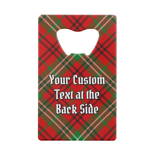 Clan Morrison Crest over Red Tartan Kredietkaart Flessenopener (Achterkant)
