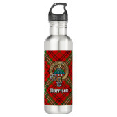 Clan Morrison Crest over Red Tartan Waterfles (Voorkant)