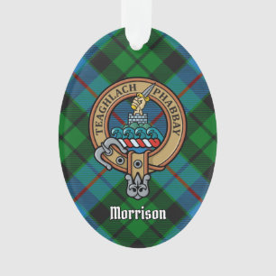 Clan Morrison Crest sur la chasse Tartan Ornament
