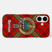 Clan Morrison Crest sur Red Tartan coque iphone (Verso (horizontal))