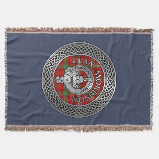 Clan Morrison Crest & Tartan Knot Throw Blanket Deken (Voorkant)