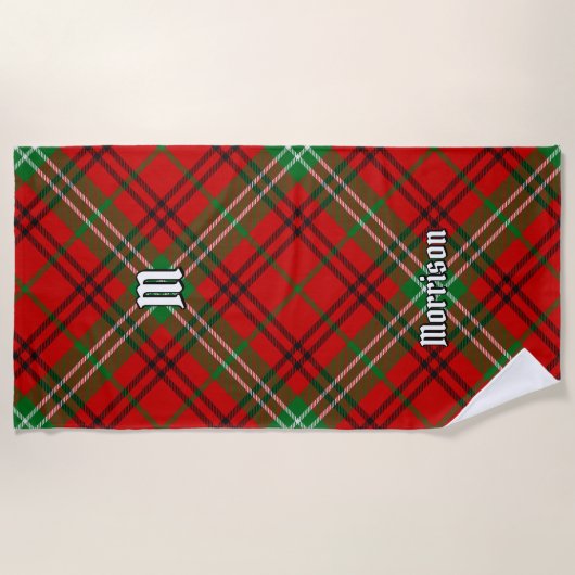 Clan Morrison Red Tartan Beach Towel Strandlaken (Voorkant)