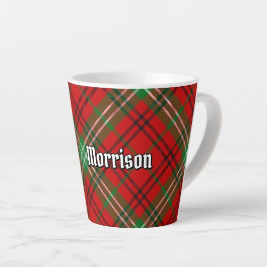 Clan Morrison Red Tartan Latte Mug (Angle droit)