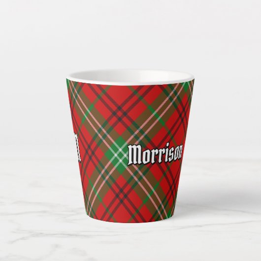 Clan Morrison Red Tartan Latte Mug (Devant)