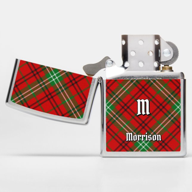 Clan Morrison Red Tartan Zippo Lighter (Geopend)