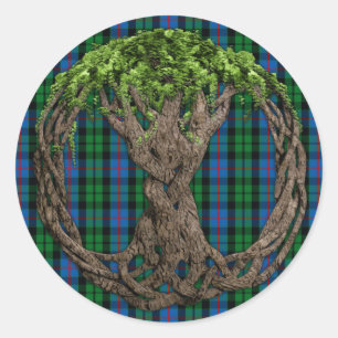 Clan Morrison Tartan en de Keltische boom van het  Ronde Sticker