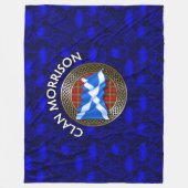 Clan Morrison Tartan Knot & Flag Fleece Deken (Voorkant)
