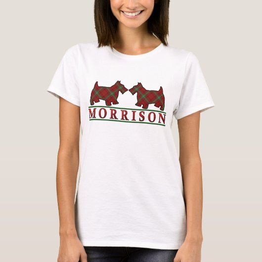 Clan Morrison Tartan Scottie Dogs T-shirt (Voorkant)