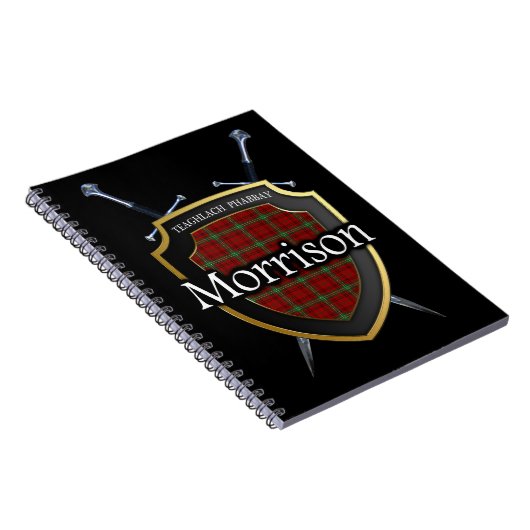 Clan Morrison Tartan Shield & Swords Notitieboek (Rechterzijde)