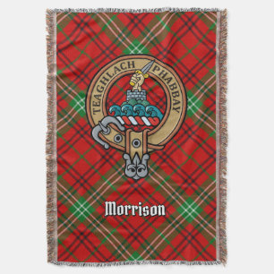 Clan Morrison Wapen over Rode Tartan Deken