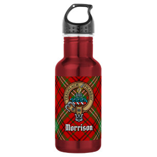 Clan Morrison Wapen over Rode Tartan Waterfles