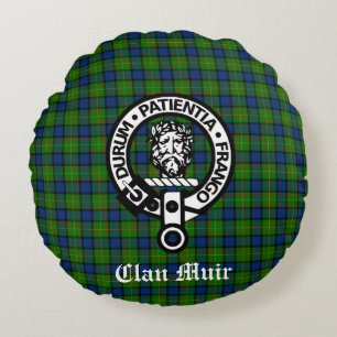 Clan Muir of Meer Crest Badge & Tartan Rond Kussen