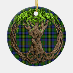 Clan Muir Tartan en Keltische Levensboom Keramisch Ornament