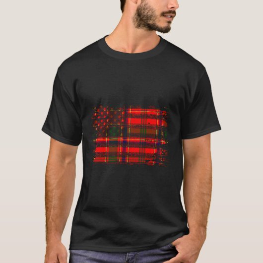 Clan Munro Amerikaanse vlag Schotse Tartan T-shirt (Voorkant)