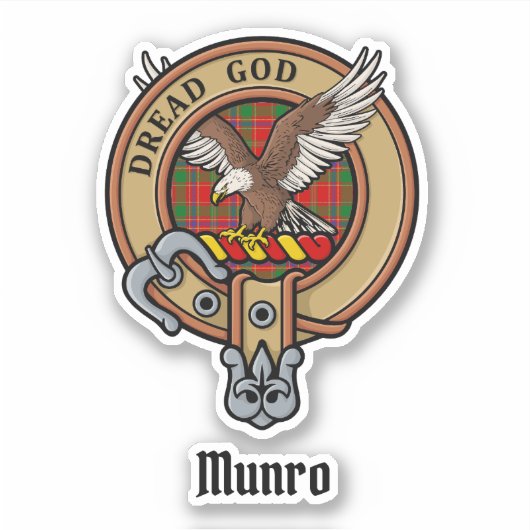 Clan Munro Crest over Tartan Sticker (Voorkant)