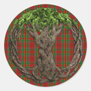 Clan Munro Tartan en de Keltische Levensboom Ronde Sticker