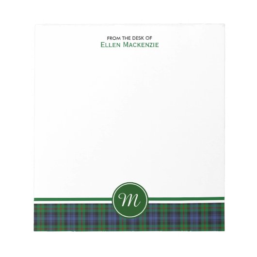 Clan Murray Tartan Monogram Note Pad Notitieblok (Voorkant)
