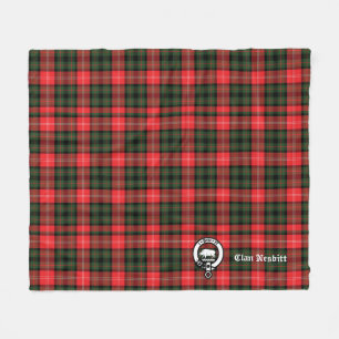 Clan Nesbitt Crest Badge & Tartan Gepersonaliseerd Fleece Deken