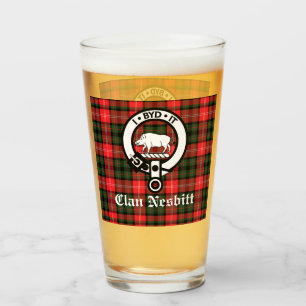 Clan Nesbitt Crest Badge & Tartan Persoonlijk Glas