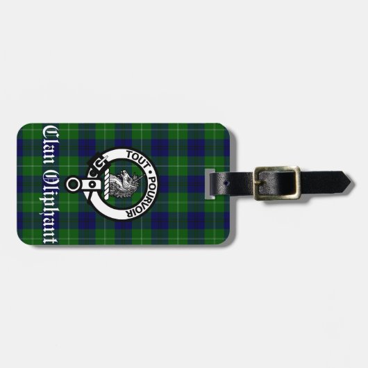 Clan Oliphant Crest Badge en Tartan Bagagelabel (Voorkant horizontaal)