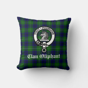 Clan Oliphant Crest Badge en Tartan Kussen