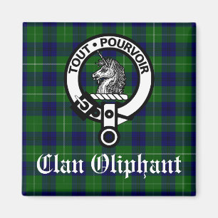 Clan Oliphant Crest Badge en Tartan Magneet