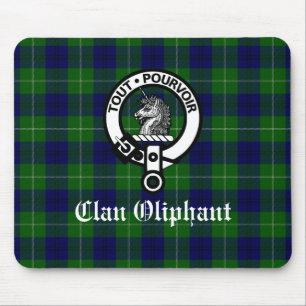 Clan Oliphant Crest Badge en Tartan Muismat