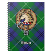 Clan Oliphant Crest boven Tartan Notitieboek (Voorkant)
