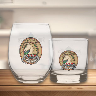 Clan Oliphant Crest boven Tartan Whisky Glas