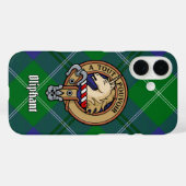 Clan Oliphant Crest over Tartan iPhone Case (Achterkant (horizontaal))