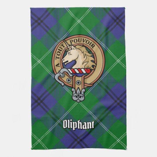 Clan Oliphant Crest sur la serviette de cuisine Ta (Vertical)