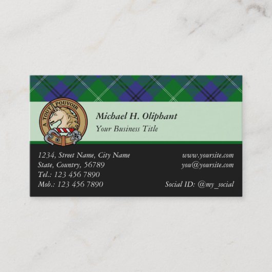 Clan Oliphant Tartan Carte de visite (Devant)