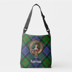 Clan Paterson Crest over Tartan Crossbody Tas