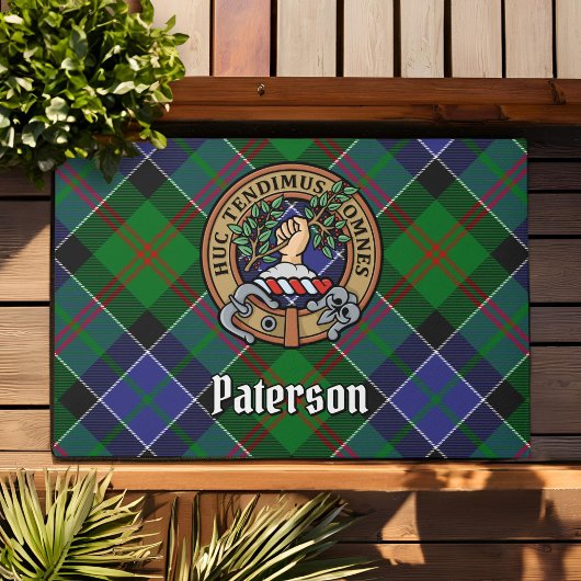Clan Paterson Crest over Tartan Deurmat