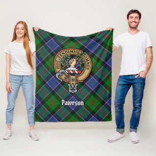 Clan Paterson Crest over Tartan Fleece Deken