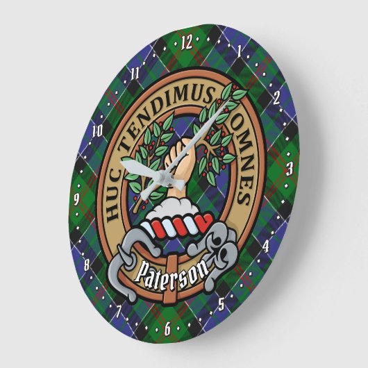 Clan Paterson Crest over Tartan Grote Klok (Hoek)