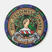Clan Paterson Crest over Tartan Magneet (Voorkant)