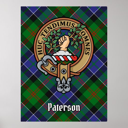 Clan Paterson Crest over Tartan Poster (Voorkant)