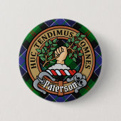 Clan Paterson Crest over Tartan Ronde Button 5,7 Cm (Voorkant)