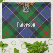 Clan Paterson Crest over Tartan Theedoek (Gevouwen)