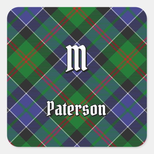 Clan Paterson Tartan Vierkante Sticker (Voorkant)