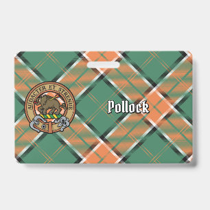 Clan Pollock Crest over tartan Badge
