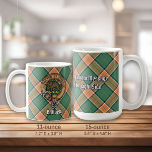 Clan Pollock Crest over Tartan Koffiemok