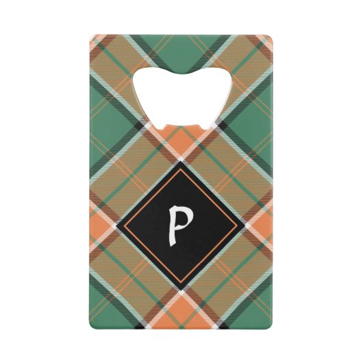 Clan Pollock Crest over Tartan Kredietkaart Flessenopener (Voorkant)