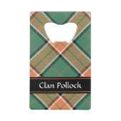 Clan Pollock Crest over Tartan Kredietkaart Flessenopener (Achterkant)