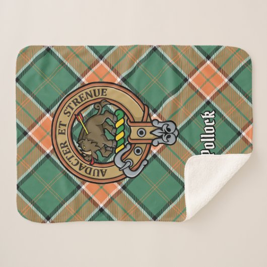 Clan Pollock Crest over Tartan Sherpa Deken (Voorkant (horizontaal))