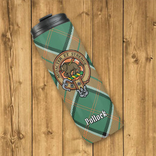 Clan Pollock Crest over Tartan Thermosbeker