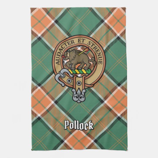 Clan Pollock Crest Serviette de cuisine (Vertical)