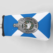 Clan Pollock Crest & Tartan op Saltire Golfheadcover (Voorkant)